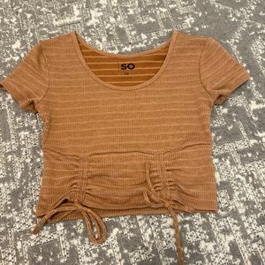 Brown Cinched Crop Top